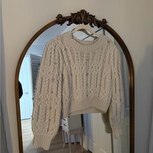 Astr Textured Cable Knit Sweater - Cream